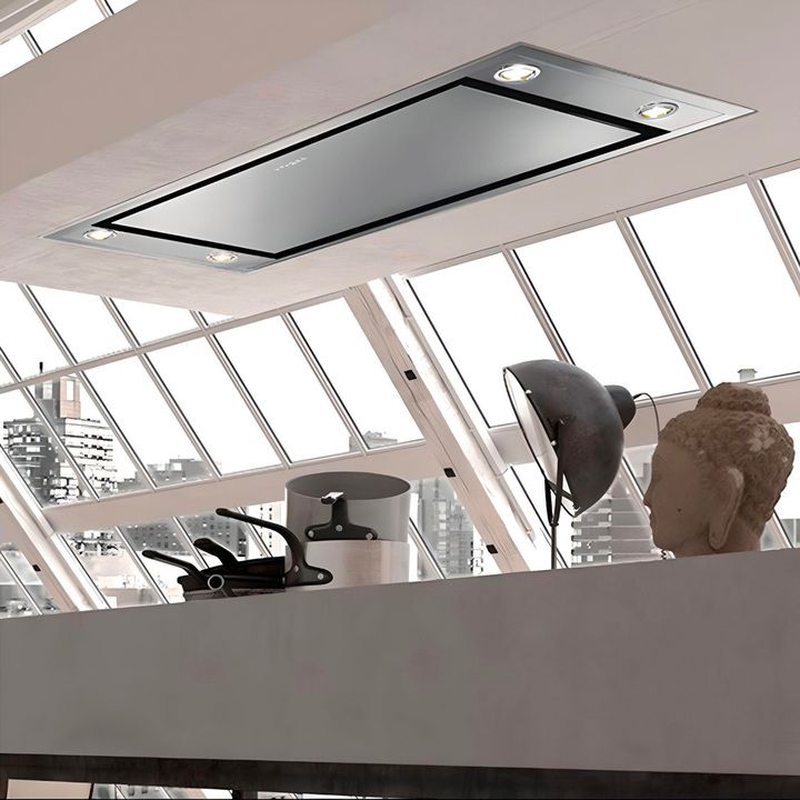 Faber Stratus Isola Stainless Steel Island/Flush Mount Range Hood ...