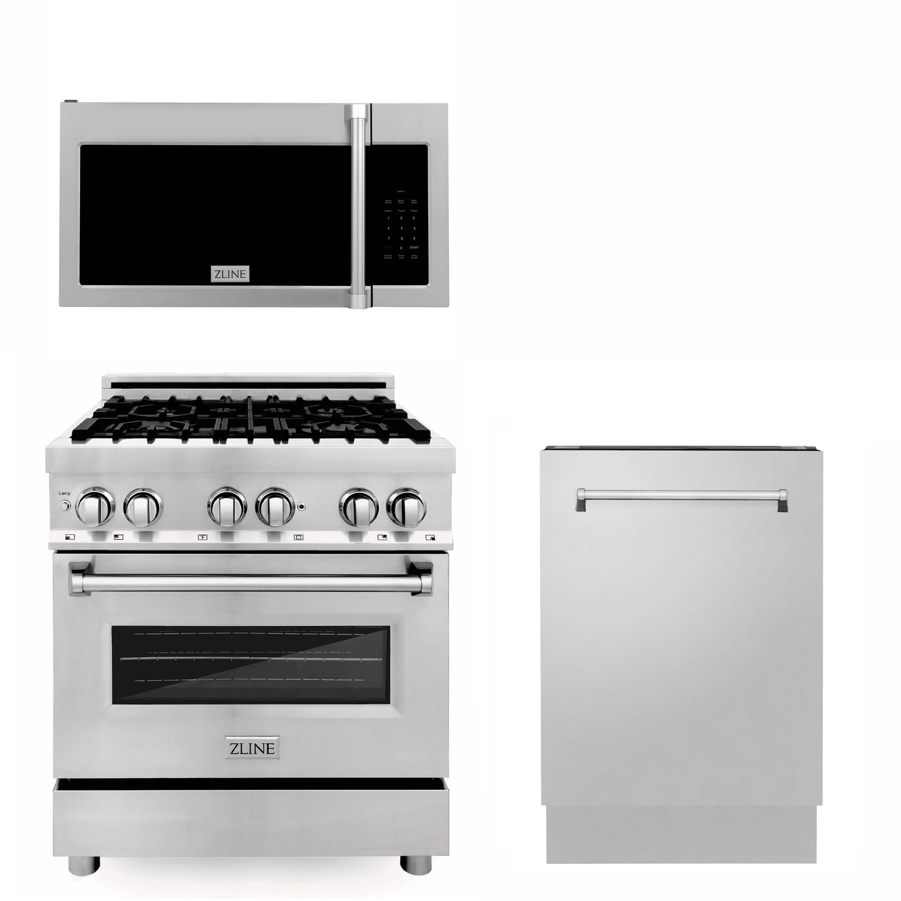 ZLINE 48 Kitchen Package with Black Stainless Steel Dual Fuel Range, Range Hood, Microwave Drawer and Dishwasher (4KP-RABRH48-MWDW)