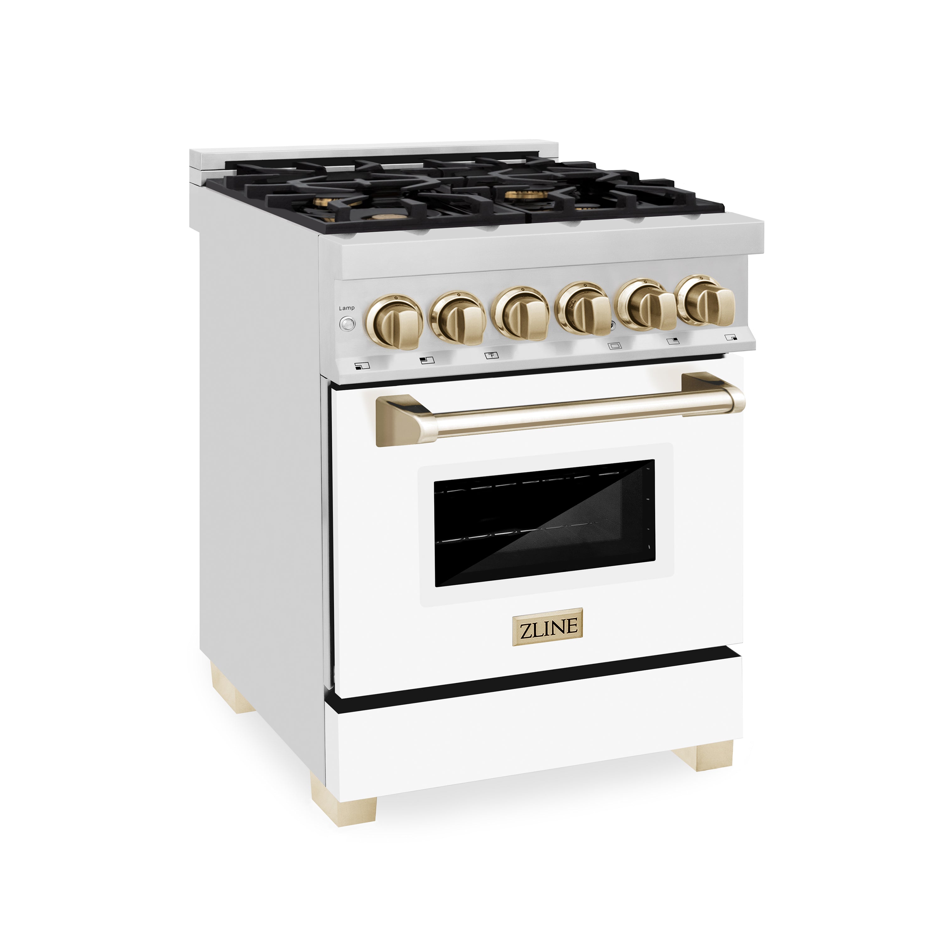 ZLINE Autograph Edition 48 6.0 Cu. ft. Dual Fuel Range in DuraSnow Stainless Steel with White Matte Door and Gold Accents (RASZ-WM-48-G)