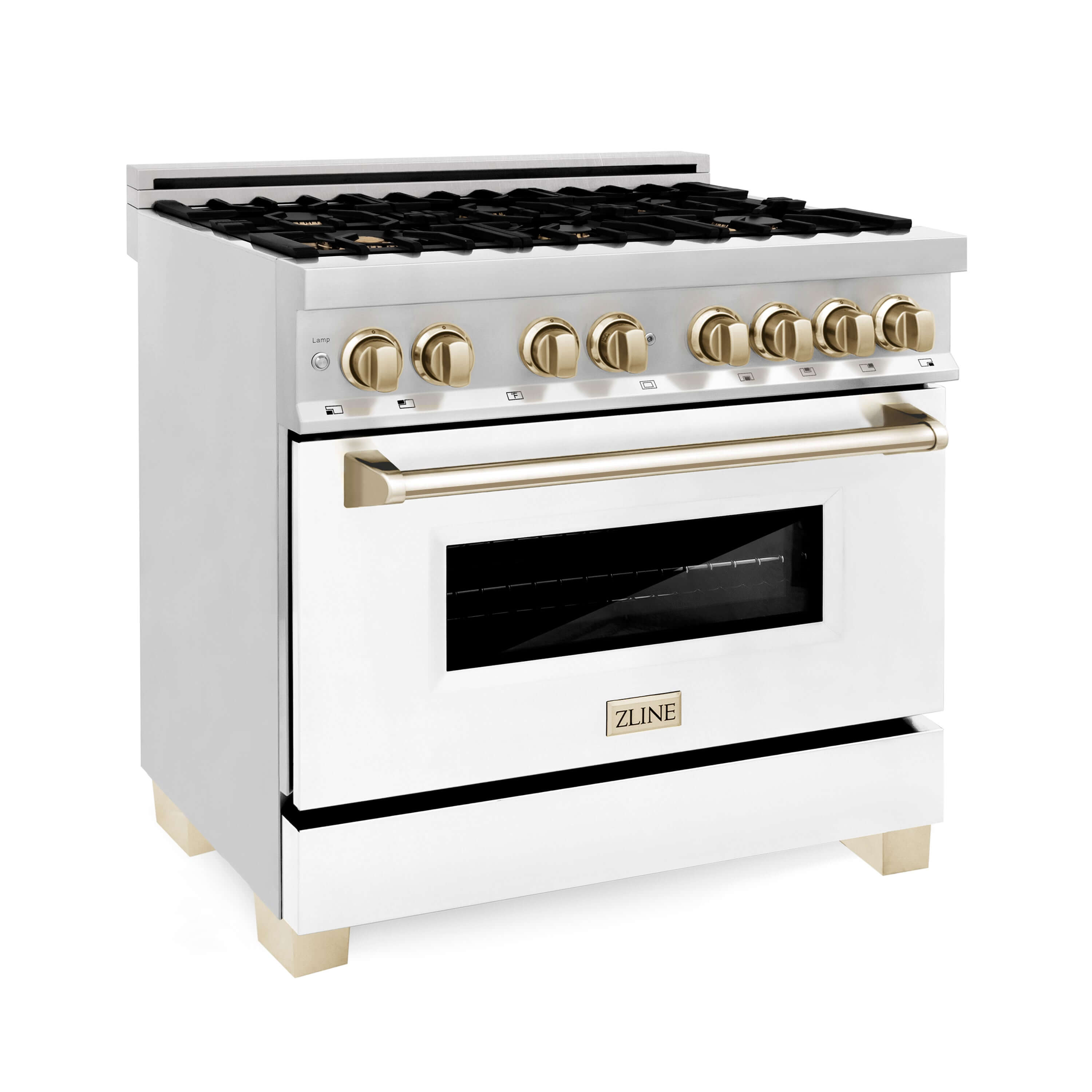 ZLINE Autograph Edition 30 4.0 Cu. ft. Dual Fuel Range with GAS Stove and Electric Oven in Stainless Steel with White Matte Door and Gold Accents