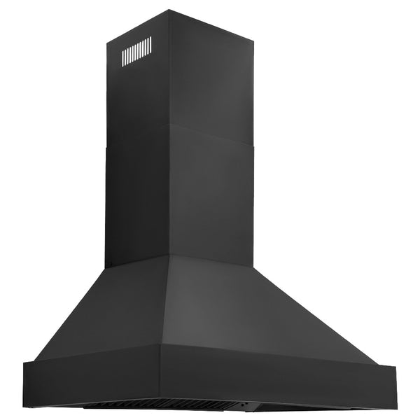 Wall Mount Range Hood in Black Stainless with Crown Molding (BSKENCRN)