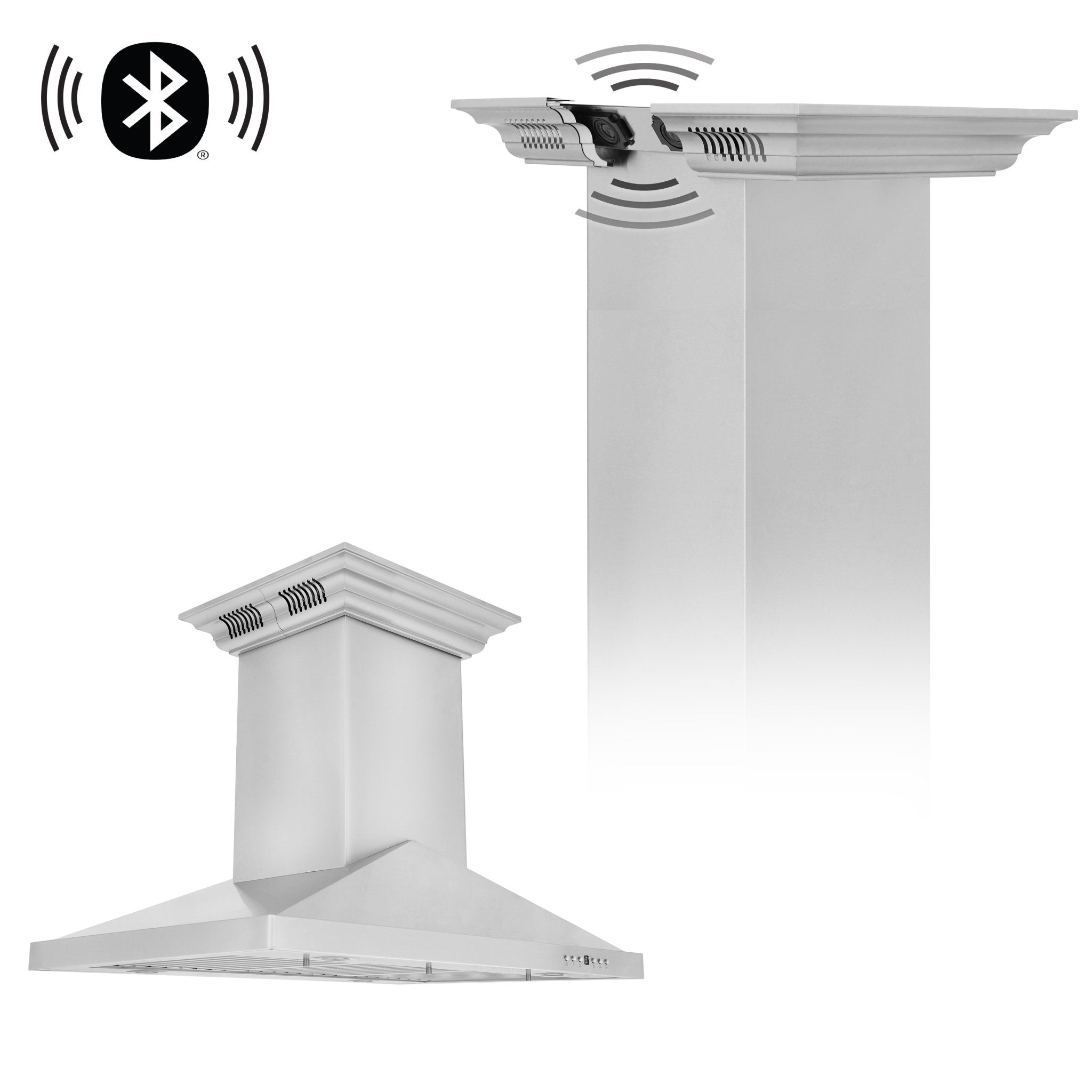 ZLINE 697CRN-BT 36 Professional Wall Mount Range Hood in Stainless Steel with Built-In CrownSound Bluetooth Speakers